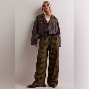 Free People Hudson Canyon Striped Pants Olive Combo L